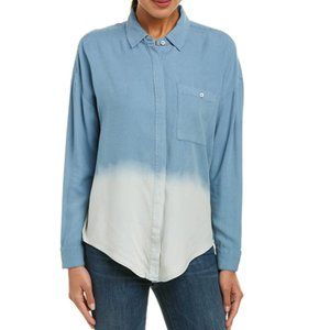 NWT Splendid Women's Boyfriend Shirt, Medium wash Ombre Blue White M $140 K145